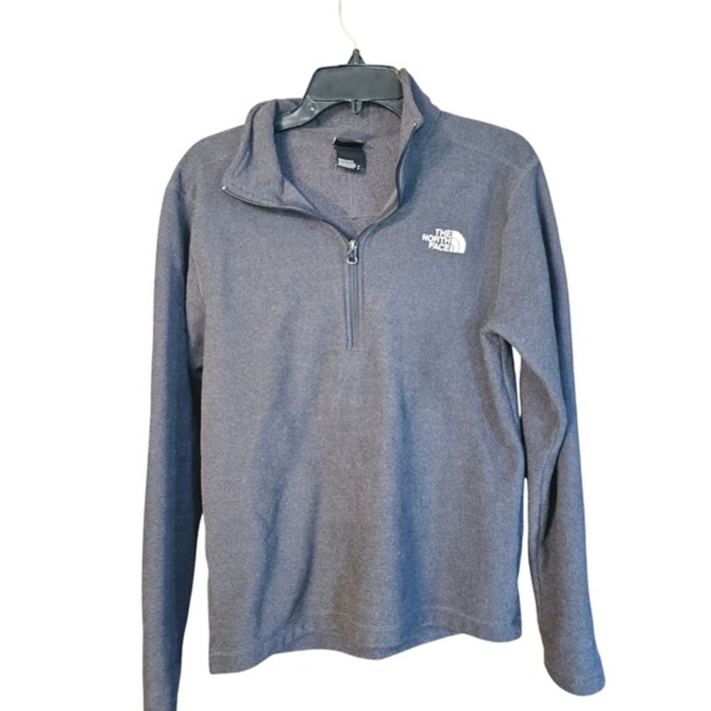 The North Face Mens Grey Textured Fleece 1/4 Zip Pullover Sweater Size Medium